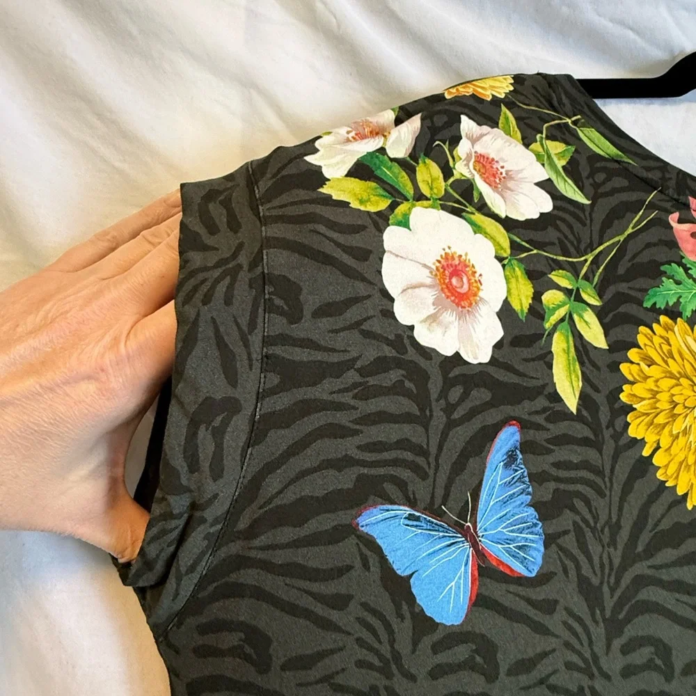 JOHNNY WAS Blooming Breeze Floral Print Crew Neck Short Sleeve Relaxed Tee Shirt - Picture 14 of 15